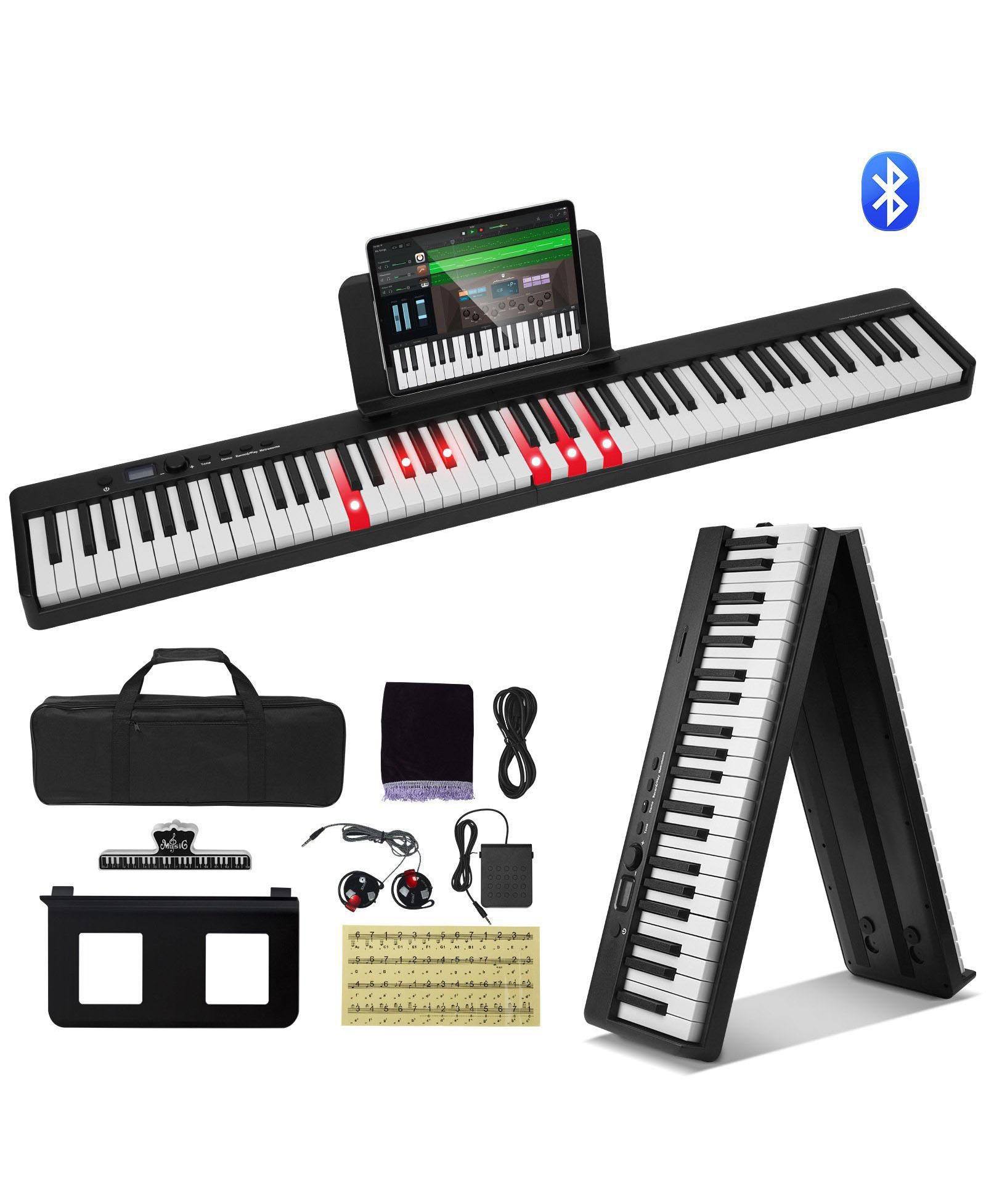 SUGIFT 88-Key Folding Keyboard Piano Portable Digital Piano with Bag Pedal