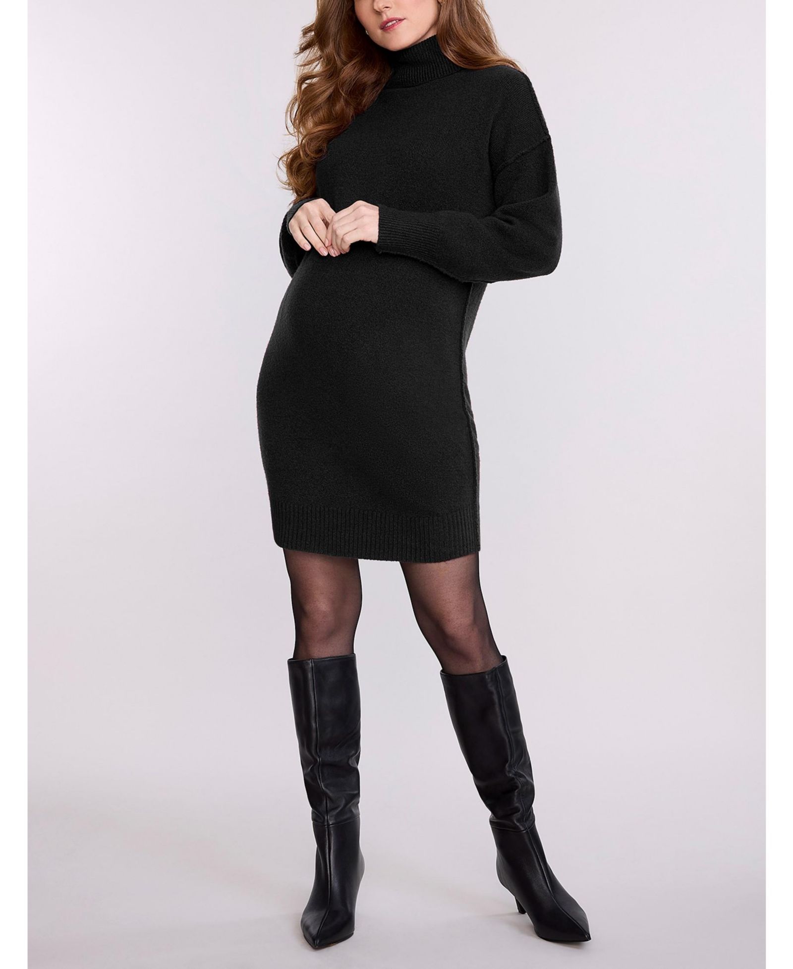 Motherhood Maternity женское платье-туника из свитера с длинным рукавом и воротником-стойкой, для беременных