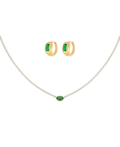 Набор украшений Bearfruit Jewelry: ожерелье с изумрудом и серьги-кольца