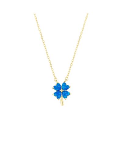 Spero London Women's Opal Four Leaf Clover Sterling Necklace