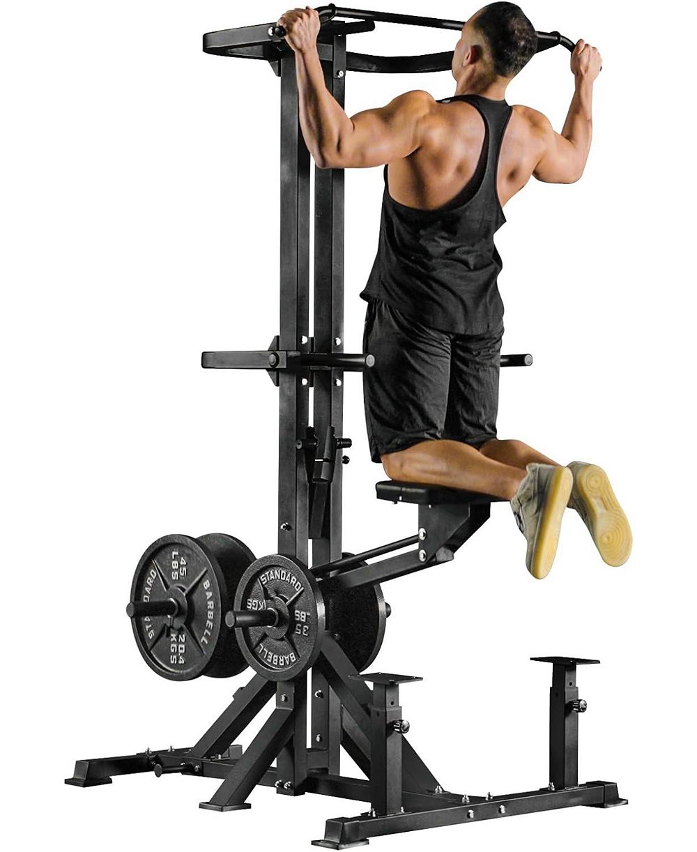 Mikolo  Assisted Pull Up Machine, 600LBS Leverage Assisted Chin and Dip Machine, 4 in 1 Plate Loaded Gym Equipment