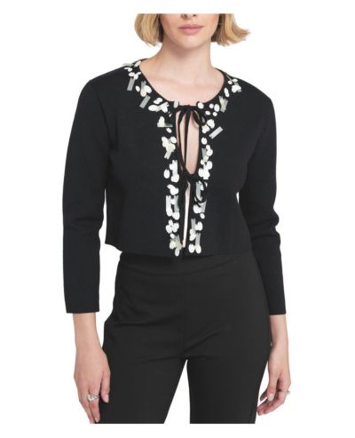 Женский кардиган ELLE Collection с пайетками и завязками, вышитый свитер