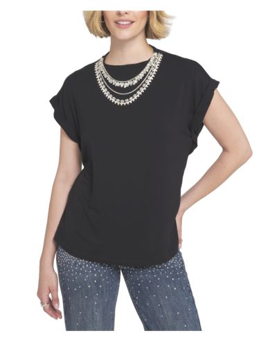 ELLE Collection Женский топ с украшениями и ожерельем