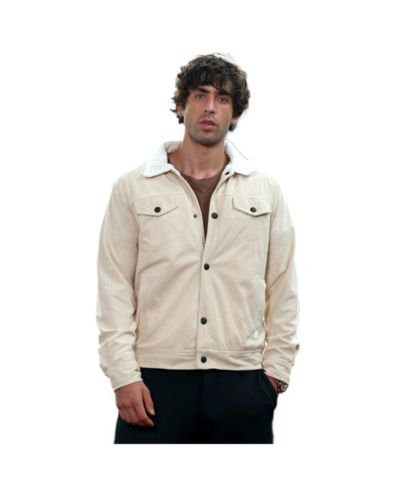 Campus Sutra Men's Cream White Utility-Corduroy Jacket