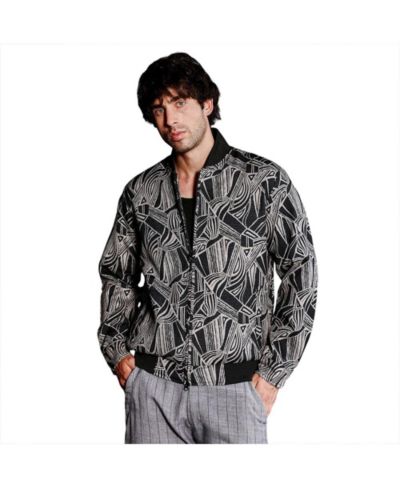 Campus Sutra Мужской бомбер-куртка Midnight Black Stroke-Jacquard