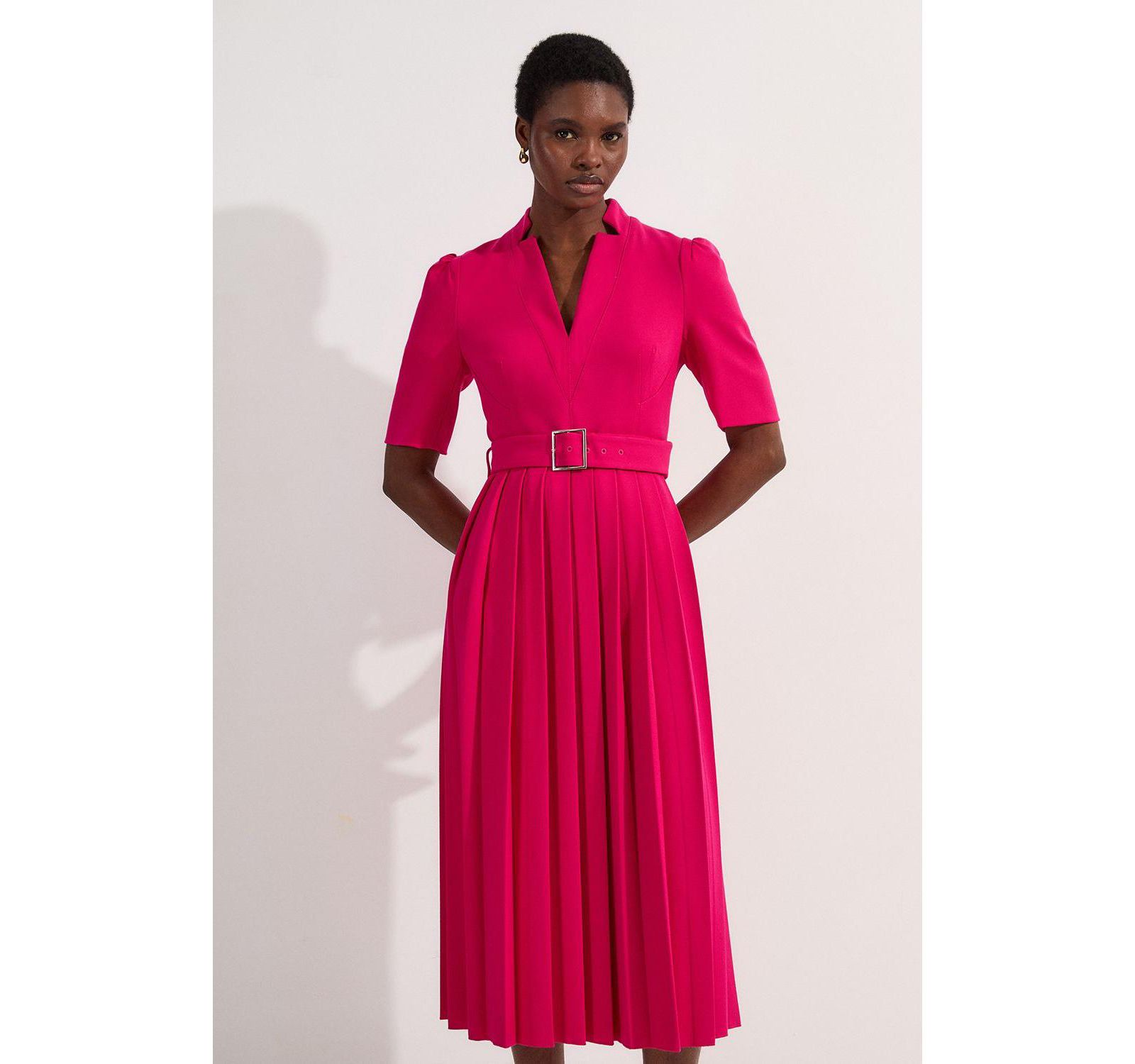 Женское платье миди Karen Millen Structured Crepe с поясом