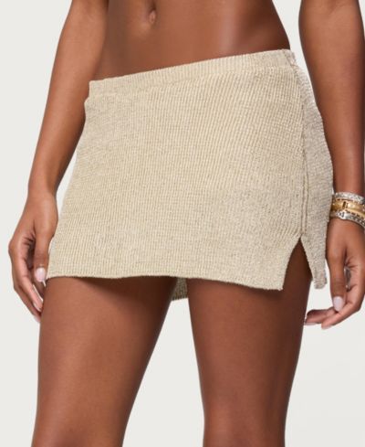 Женская мини-юбка-шорты Edikted Goldy Metallic Knit