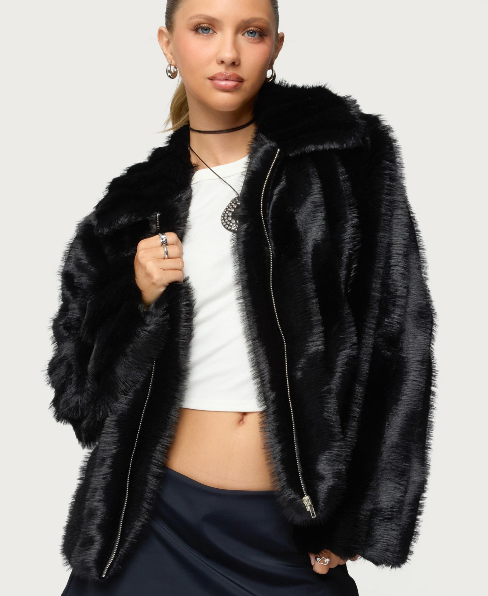 Edikted Womens Tedi Faux Fur Jacket