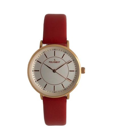 Peugeot Женский 30mm Red Modern Calfskin Leather Strap Watch