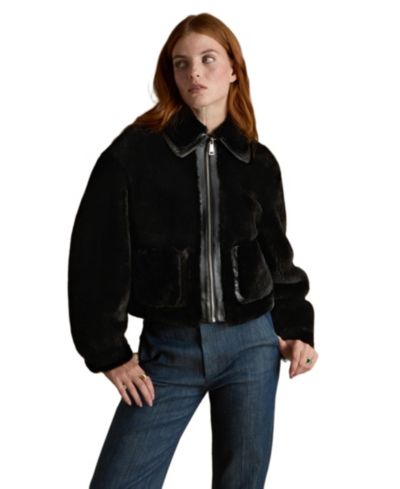 Furniq UK Women's Cropped Shearling Jacket