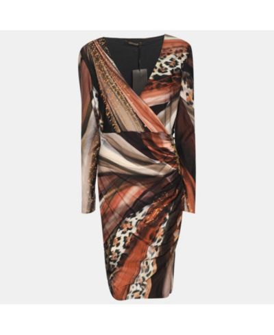 Б/у женское платье миди Roberto Cavalli из стрейч-крепа с драпировкой