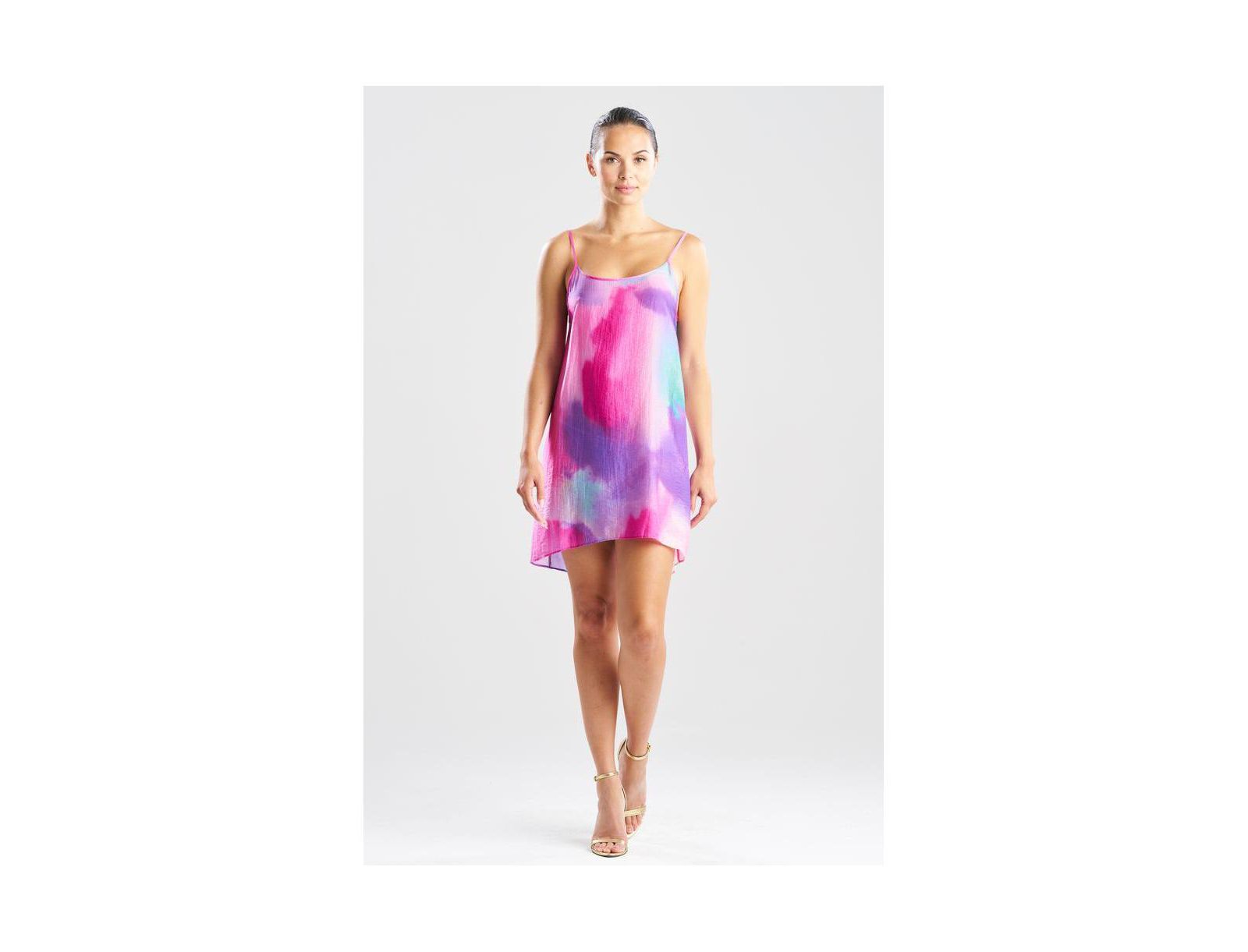 Natori Женское мини-платье Watercolor - Sheer Texture Scoop