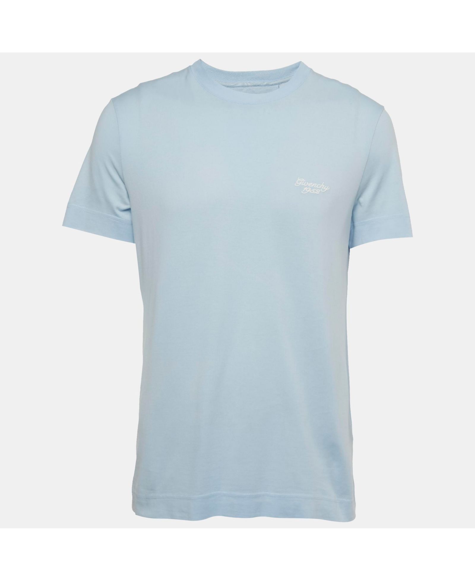 Pre-Owned Givenchy Men's Blue Embroidered Jersey Crew Neck T-Shirt