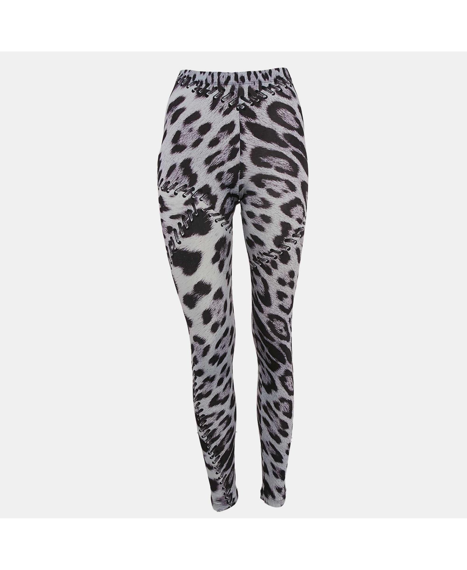 Pre-Owned Roberto Cavalli Women's Blue Leopard Print Jersey Leggings