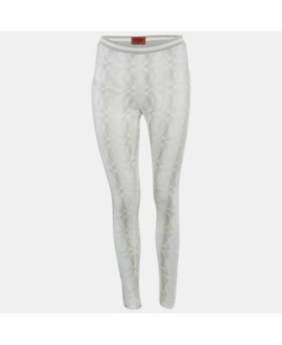 Pre-Owned Missoni Women's White Patterned Rib Knit Band Leggings