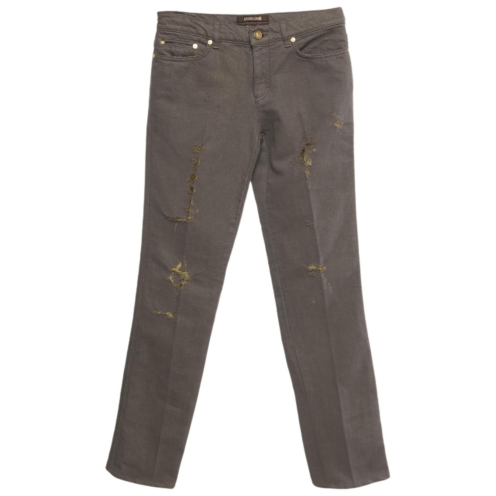 Женские джинсы Pre-Owned Roberto Cavalli Denim Distressed Straight Leg