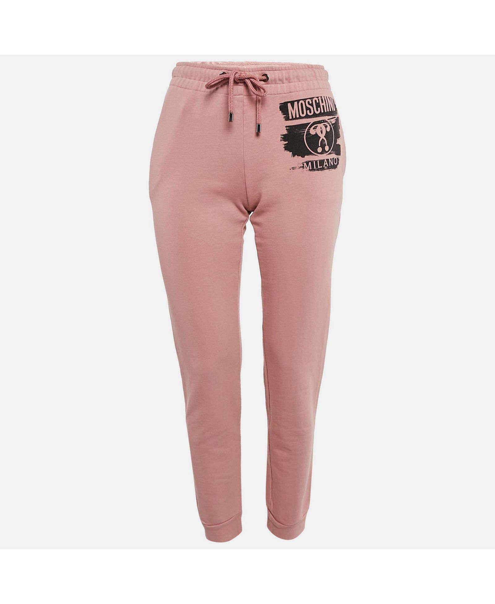 Pre-Owned Moschino Women's Pink Logo Print Cotton Sweatpants