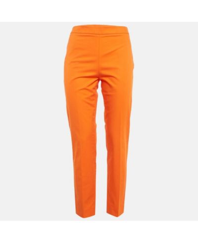 Pre-Owned Moschino Women's Couture Orange Cotton Regular Fit Trousers