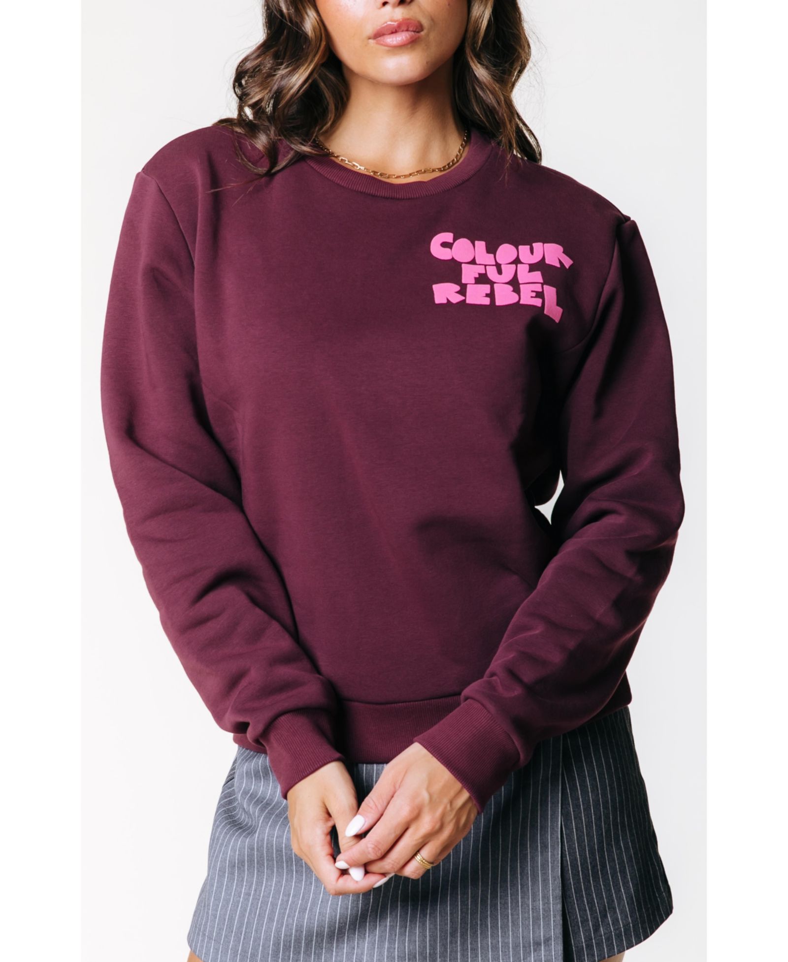 Colourful Rebel Women's Logo Wave Puff Relaxed Sweat Port Red