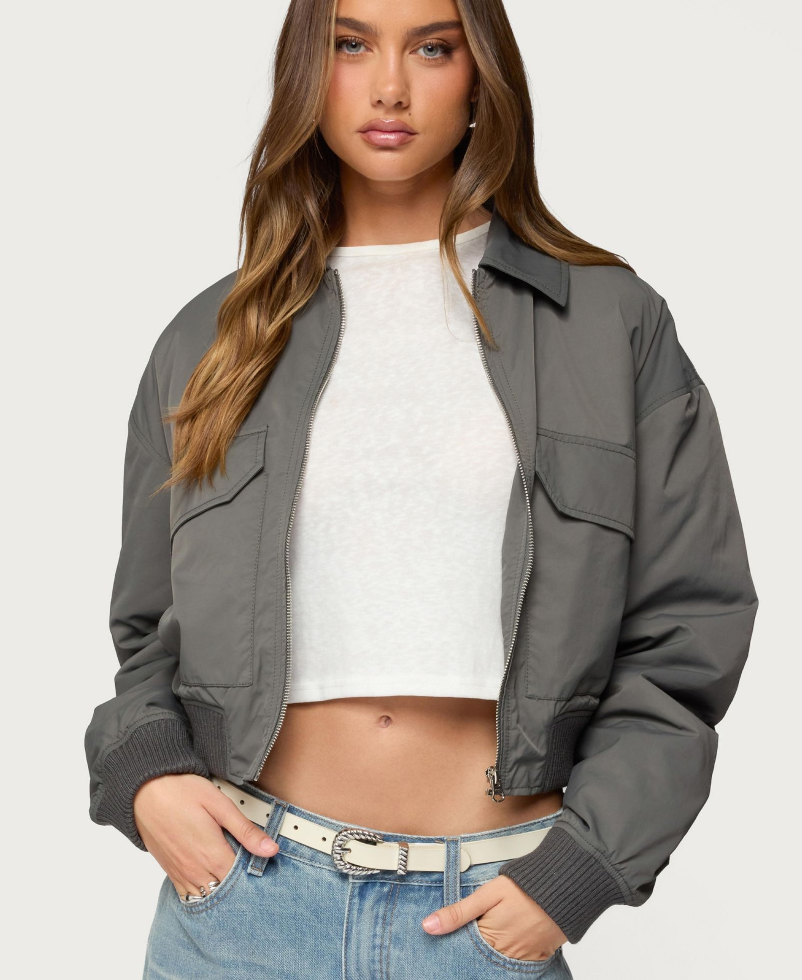 Edikted Women's Dolan Ruched Oversized Bomber Jacket