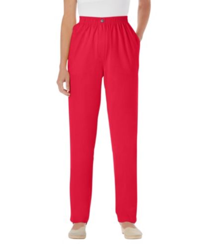 Woman Within Women's Within Straight-Leg All-Cotton Denim Pull-On 7-Day Elastic-Waist Jeans