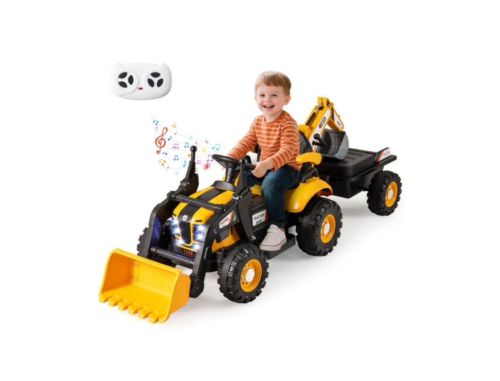 HONGGE 4 in 1 Kids Ride On Tractor 12V с пультом управления