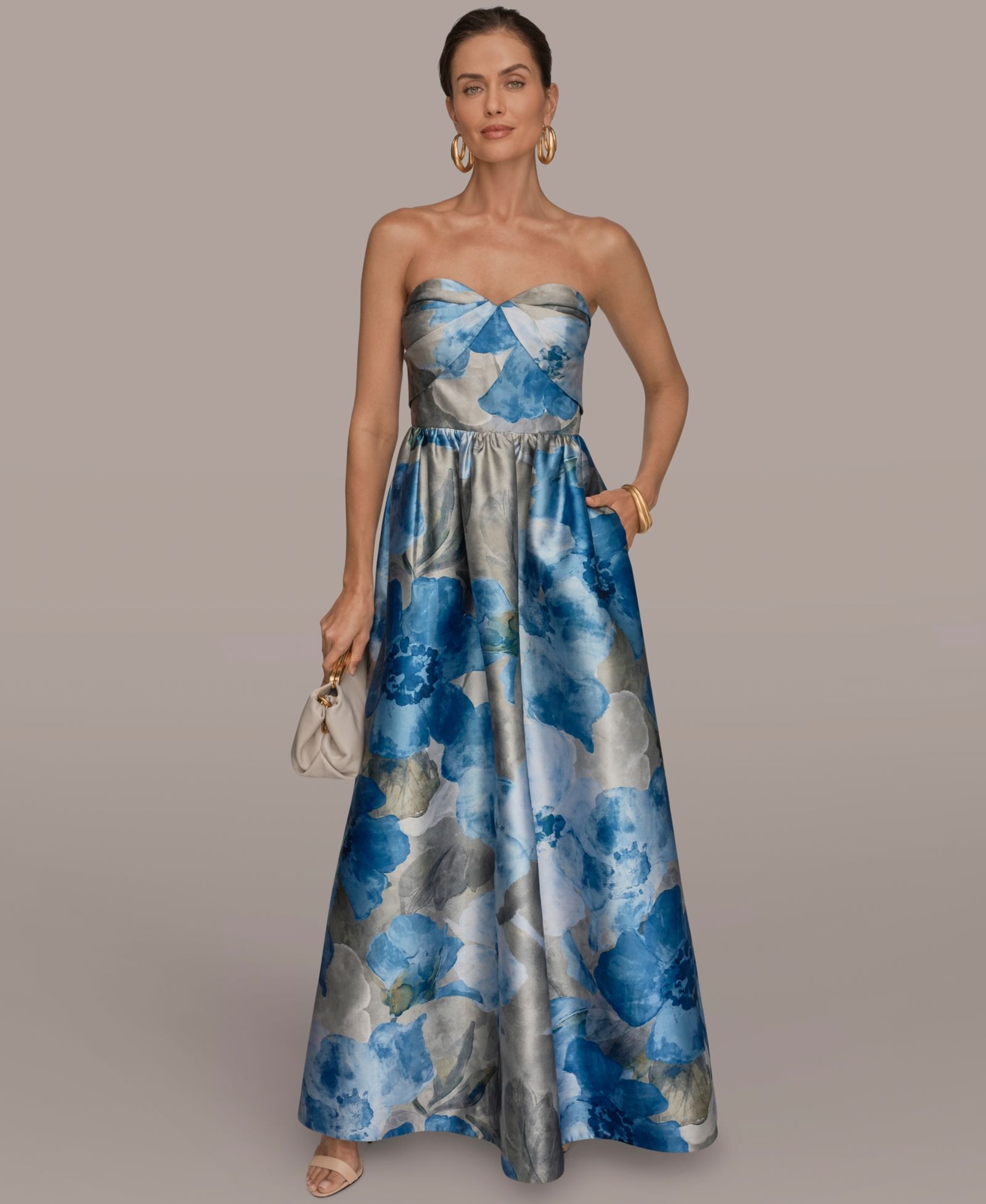 Женское вечернее платье Donna Karan New York Sweetheart Neck Floral Ball Gown