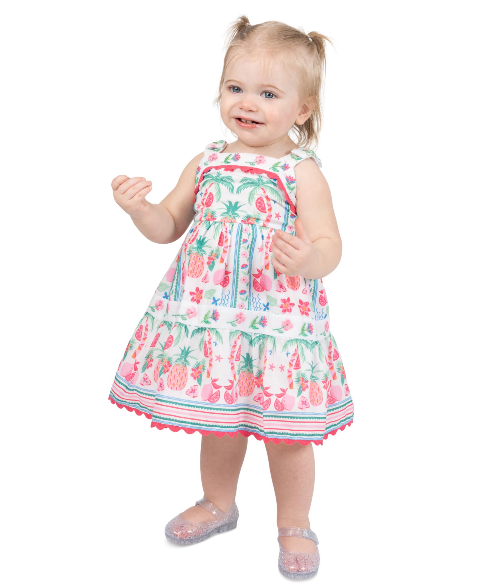 Rare Editions Baby Girls' Sleeveless Floral-Print Dress with Diaper Cover