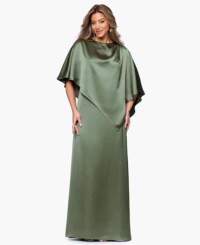XSCAPE Women's Long Satin Overlay Ball Gown
