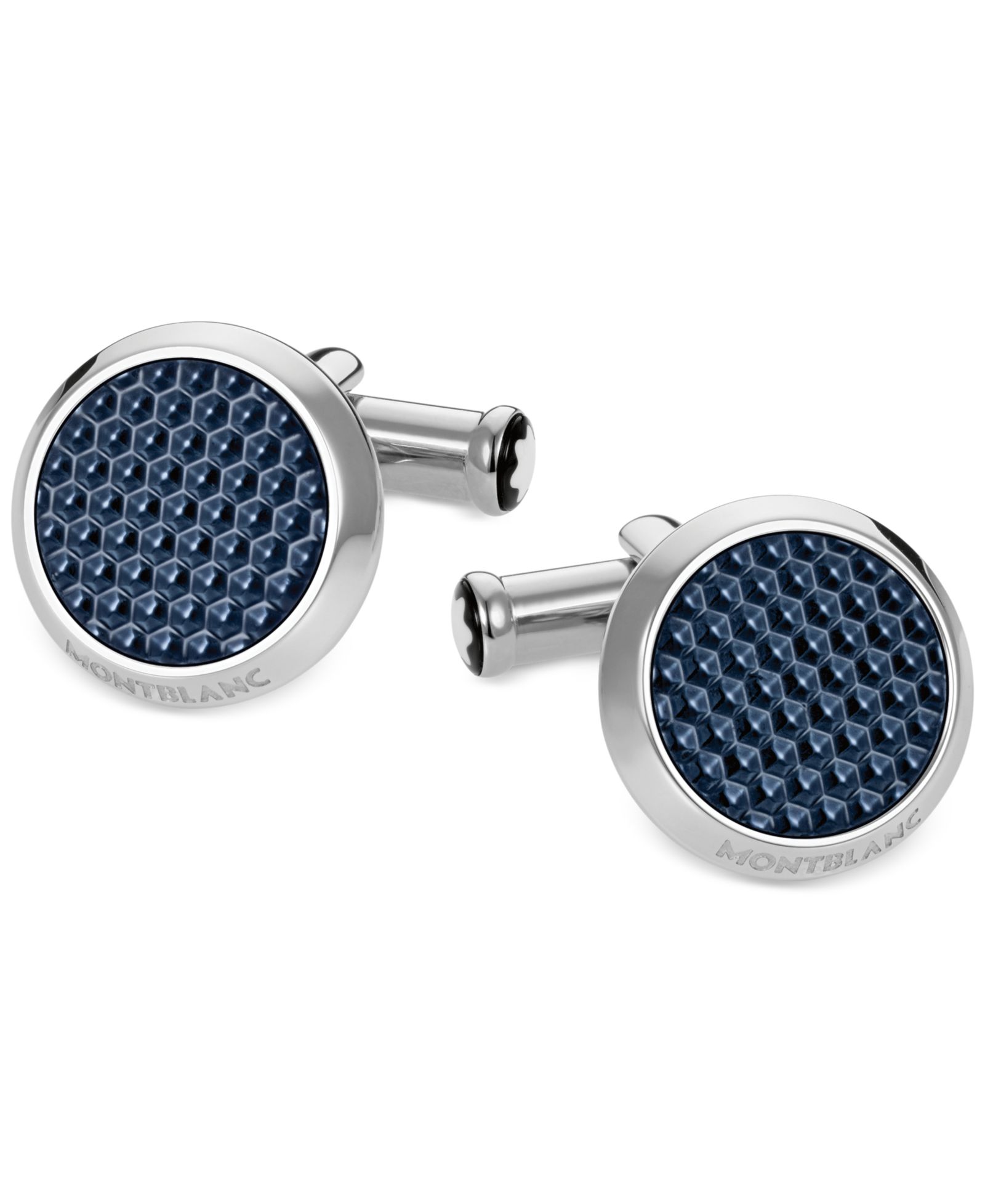 Запонки Montblanc Unisex Meisterstück Classic Stainless Steel с синей лакированной вставкой 112904