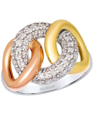 Кольцо Le Vian с бриллиантом Nude Diamond (0.88 карата суммарно) в золоте 14k трех цветов