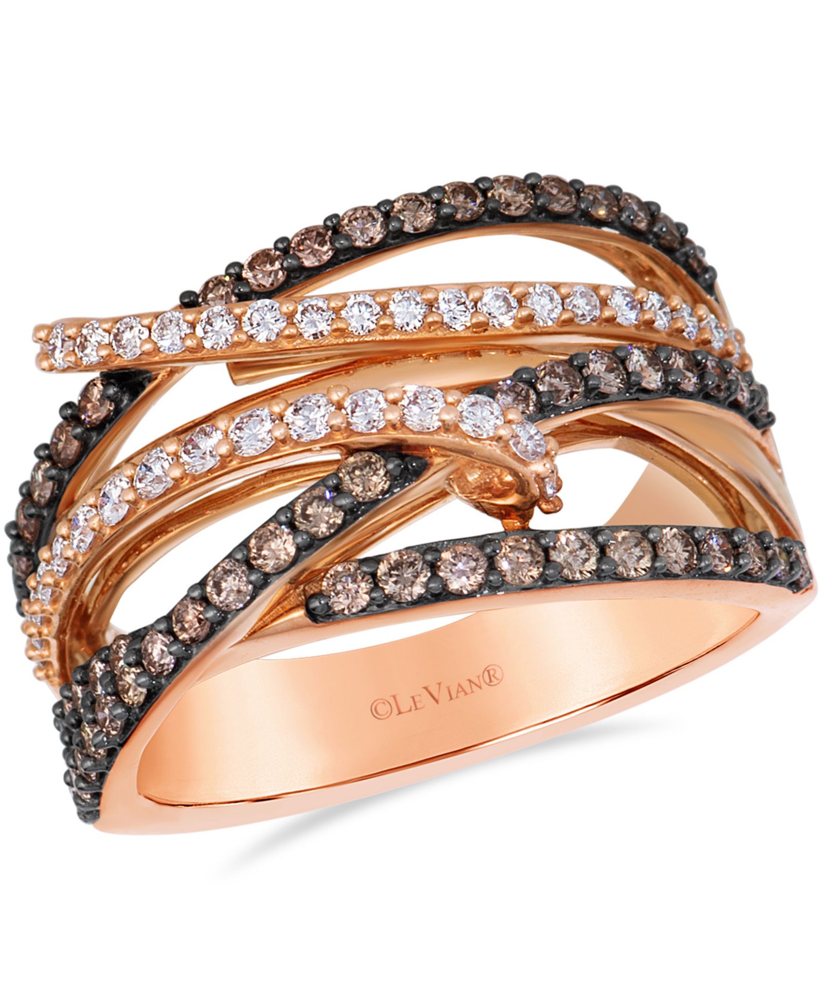 Le Vian Chocolate Diamond (0.57 ct. t.w.) & Vanilla Diamond (0.32 ct. t.w.) Ring in 14k Strawberry Gold