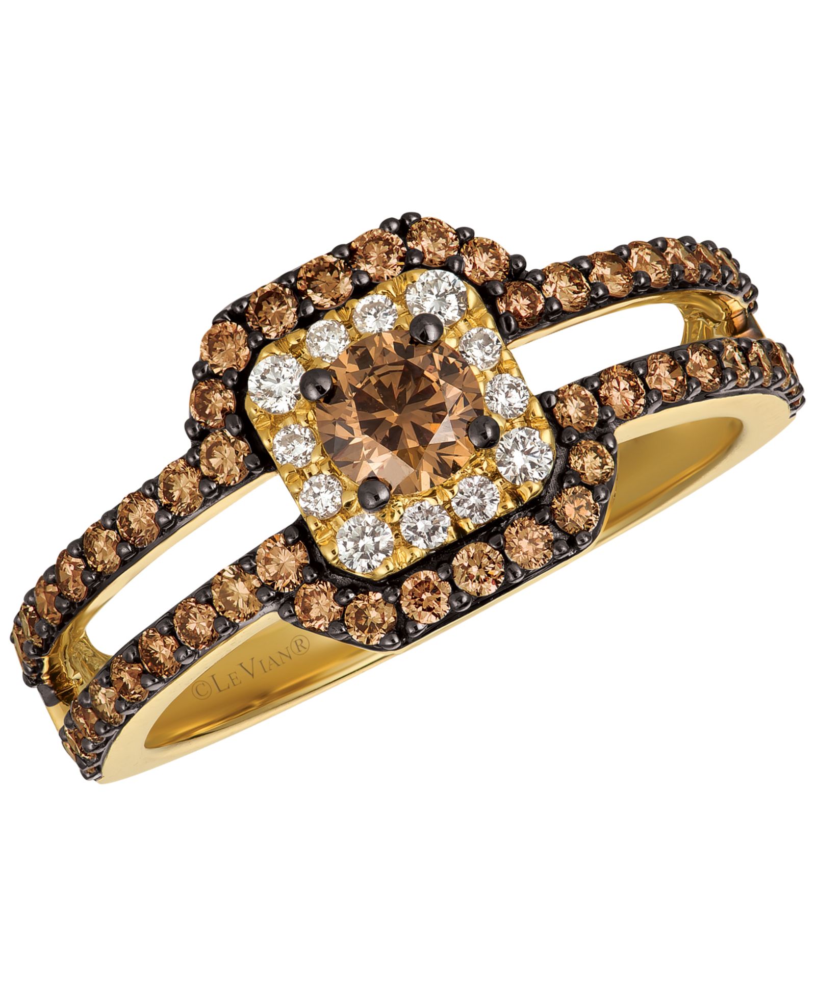 Le Vian кольцо с бриллиантами Chocolate и Vanilla в золоте 14k Honey Gold