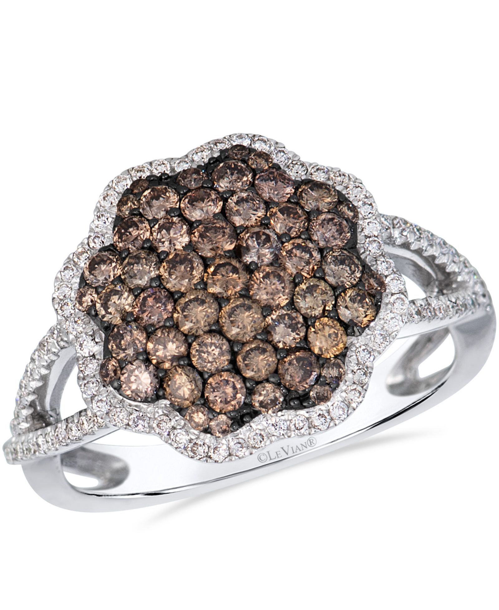 Кольцо Le Vian Chocolate Diamond (0.81 ct. t.w.) & Vanilla Diamond (0.23 ct. t.w.) в золоте 14k Vanilla Gold