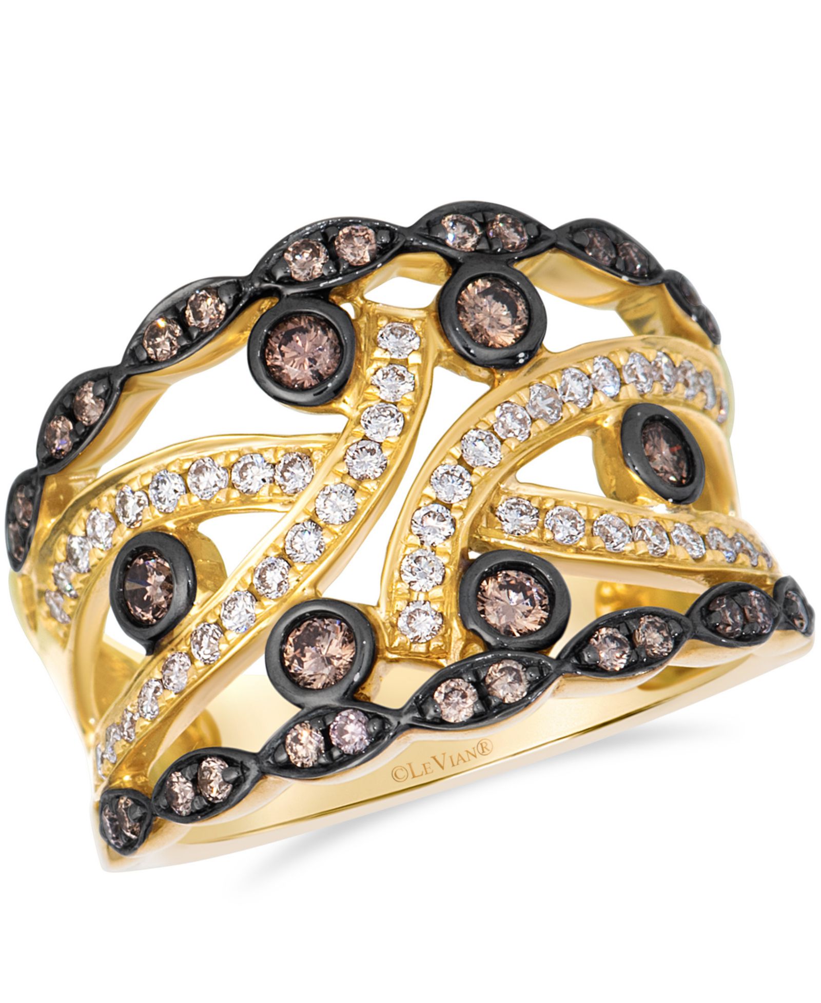 Le Vian Кольцо с бриллиантами Chocolate (0.43 ct. t.w.) и Vanilla (0.32 ct. t.w.) в 14k Honey Gold