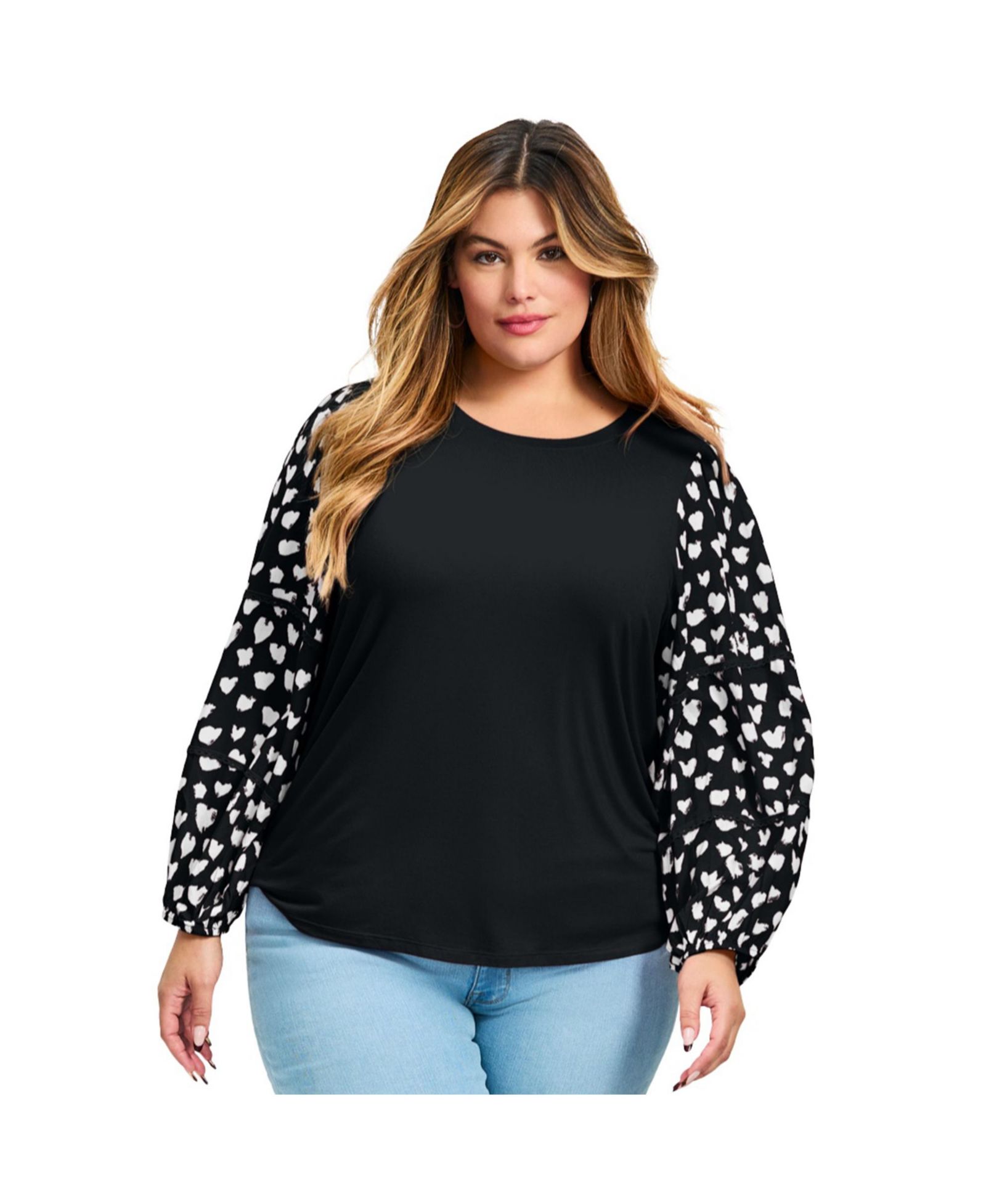 Женский топ Avenue Plus Size Mix Media Heart Sleeve