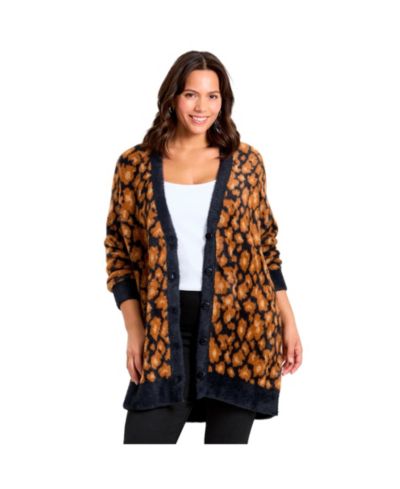 Avenue Women's Plus Size Button Front Cozy Cardigan