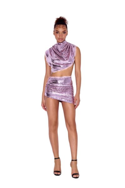 Luna B Women's Jupiter High Neck Sleeveless Crop Top