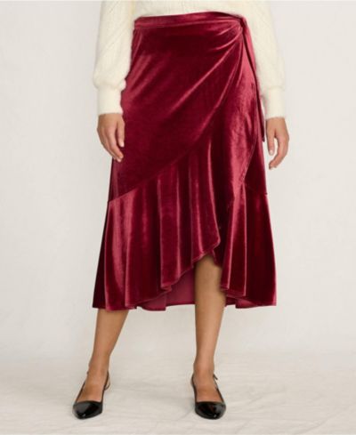 Женская бархатная юбка-миди Lands' End Wrap Midi Skirt