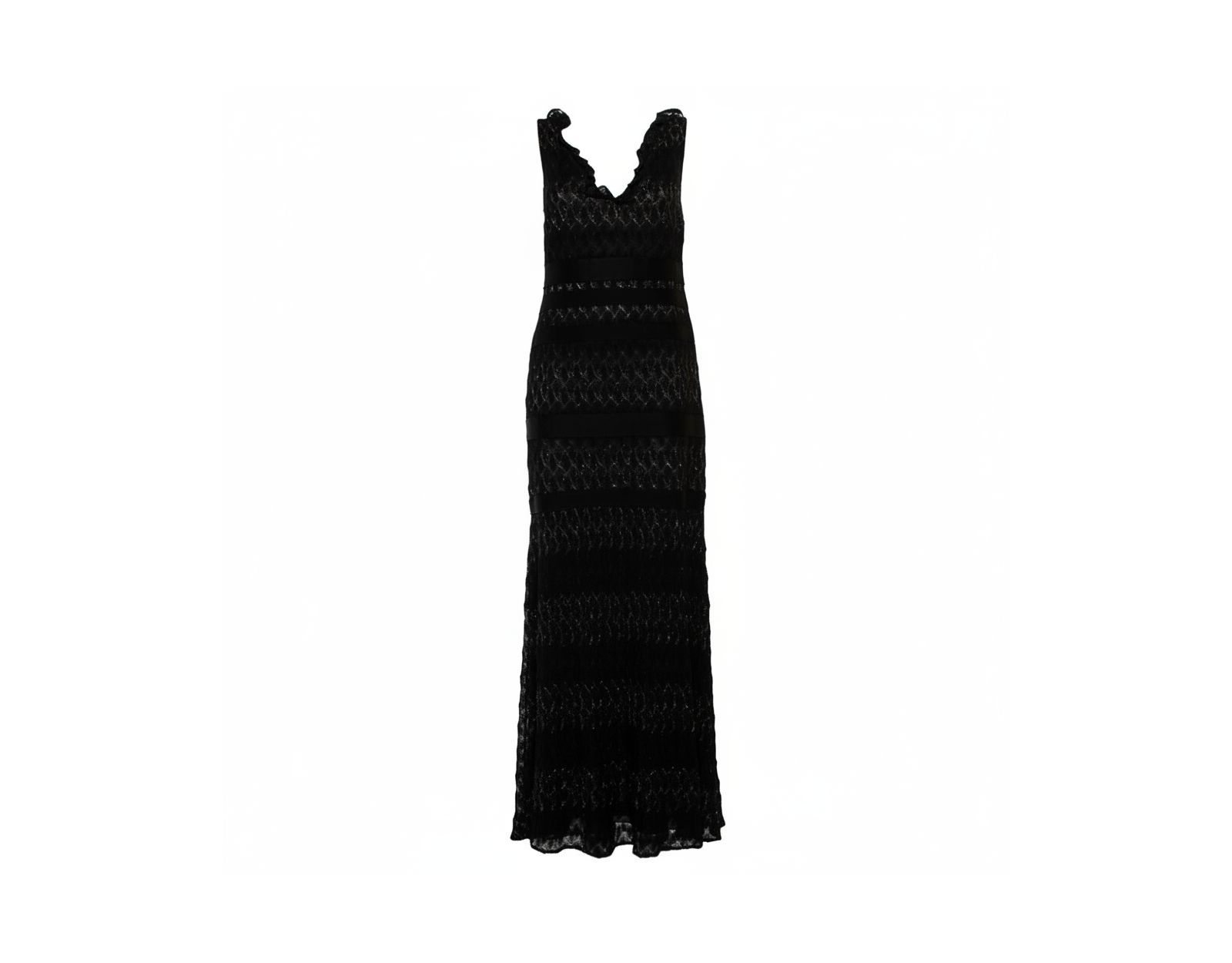 Женское вечернее платье Pre-Owned Missoni Lurex Knit Ruffled Neck Sleeveless Maxi