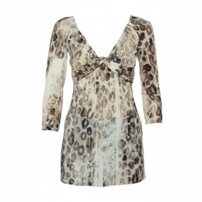 Pre-Owned Roberto Cavalli Women's Animal Printed Knit Drape Detail Tunic