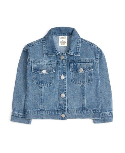 Sweet Wink Little Girls Gingham Bow Patch Denim Jacket