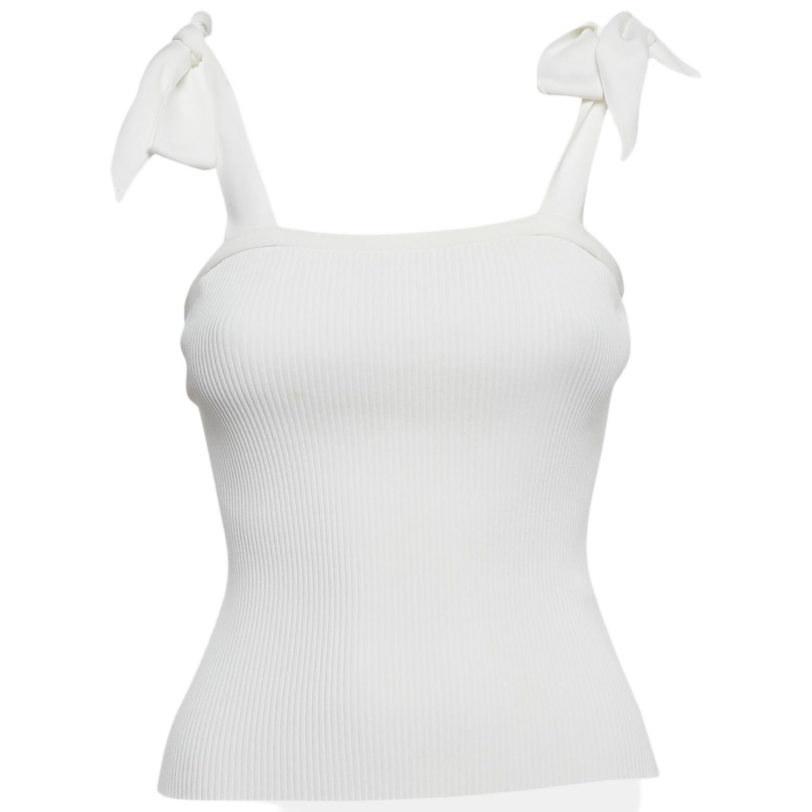 Pre-Owned Zimmermann Women's White Rib Knit Sleeveless Tie-Up Top