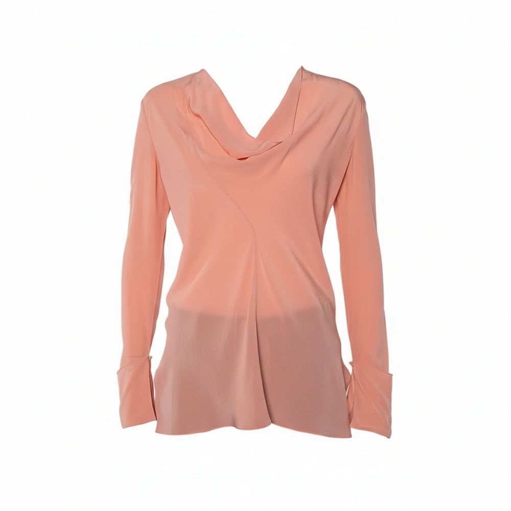 Pre-Owned Chloe Women's Silk Draped Neck Long Sleeve Top