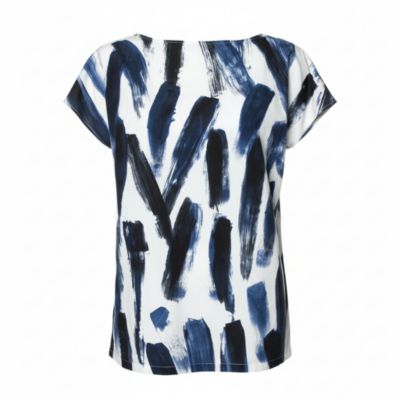 Pre-Owned Dolce & Gabbana Women's f Cotton Brushstroke Print Short Sleeve Tunic Top