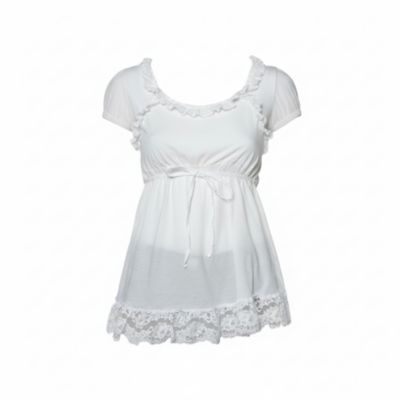 Pre-Owned Dolce & Gabbana Women's Pre-Owned Dolce and Gabbana Knit Lace Trim Tie Detail Top