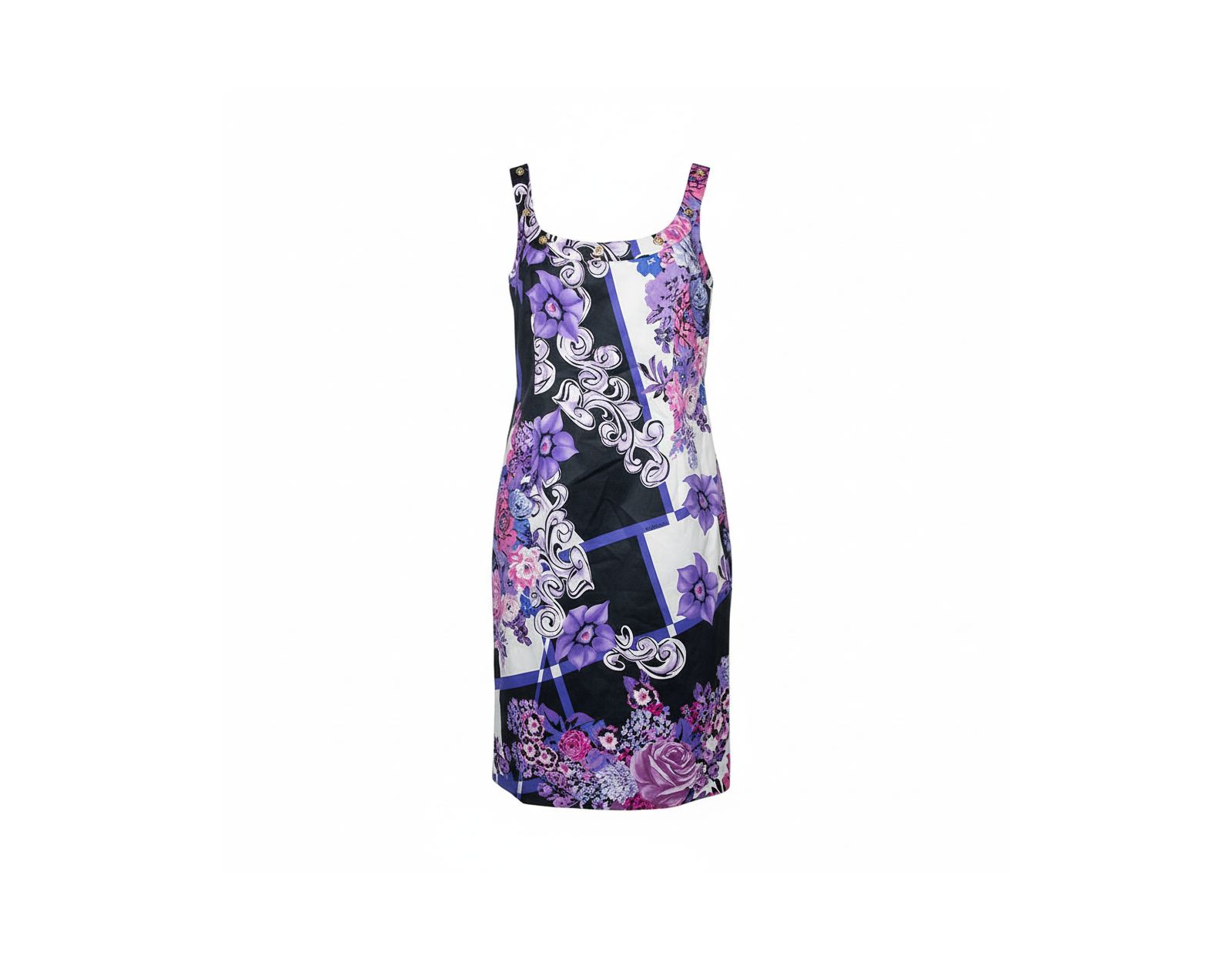 Pre-Owned Versace Women's Multicolor Printed Cotton Scoop Neck Sleeveless Shift Dress