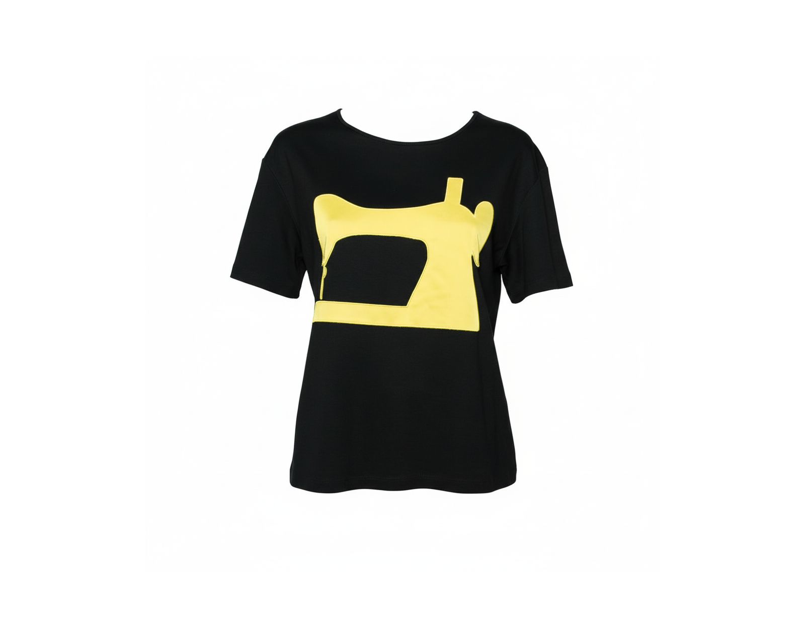 Pre-Owned Moschino Women's Cheap And Chic Black Jersey Sewing Machine Appliqued T-Shirt