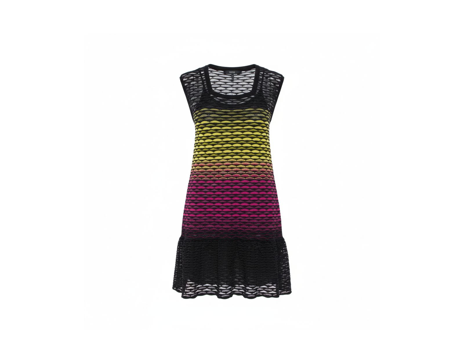 Pre-Owned Missoni Multicolor Perforated Knit Ruffle Detail Shift Dress
