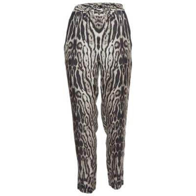 Pre-Owned Roberto Cavalli Women's Leopard Print Silk Drawstring Trousers